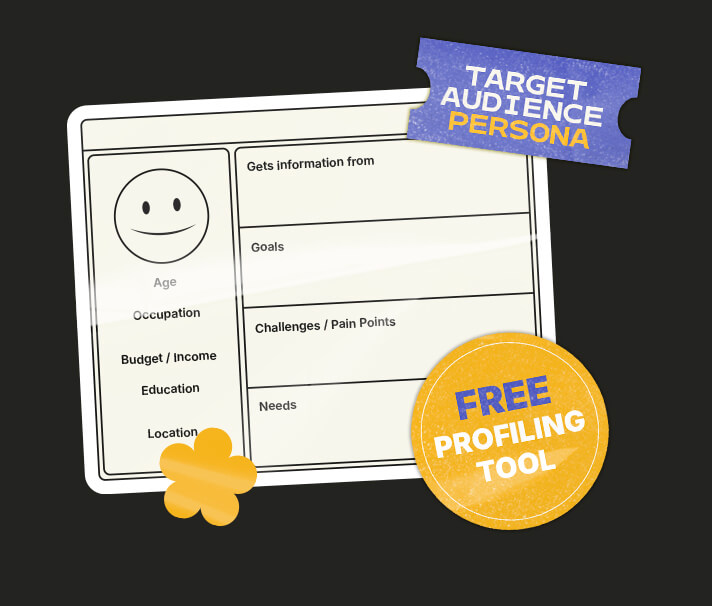 Illustrated target audience profile template representing a free marketing persona resource