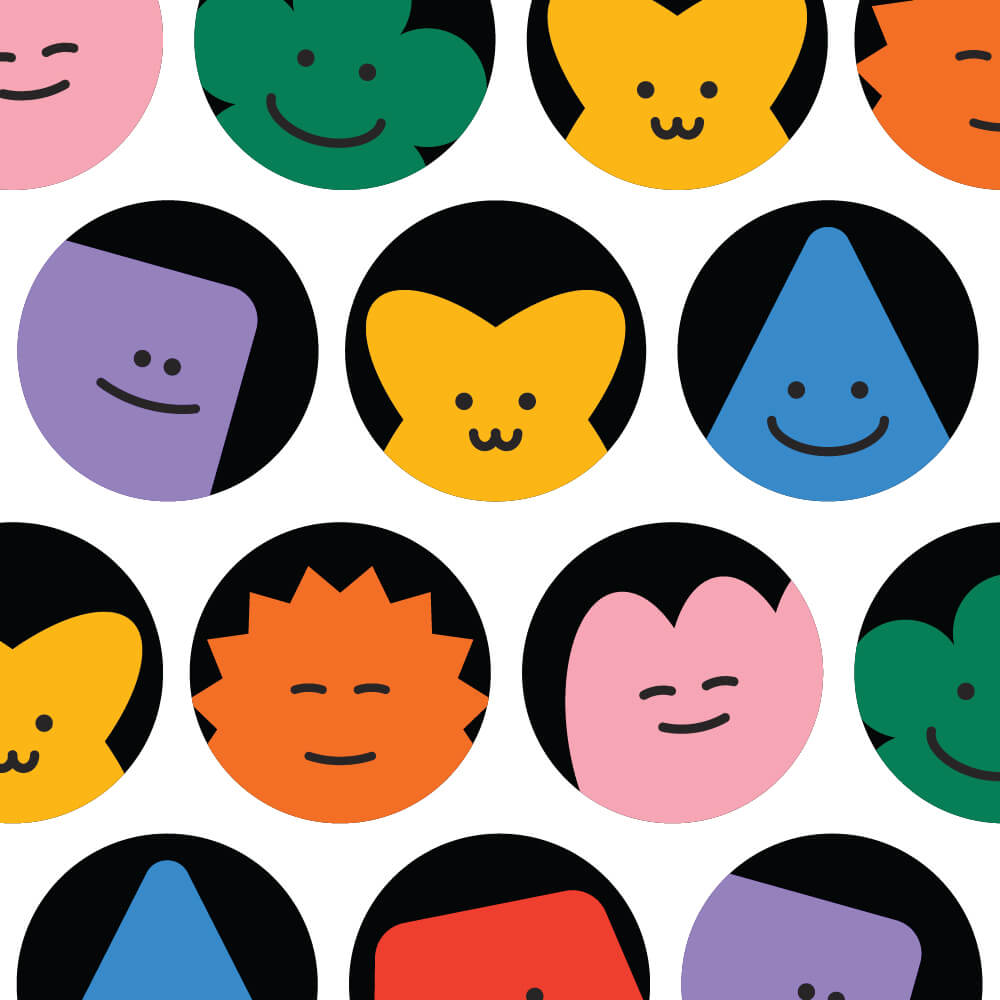 Illustrated emotion shapes showcasing mascot design, character design and illustration