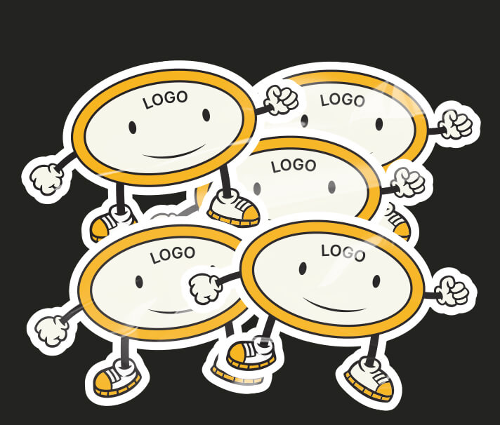 Collection of logo mascot stickers representing a logo suite and modern brand identity design